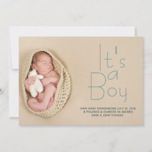 Add Your Photo Baby Announcement Card - It's a Boy
