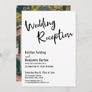 Add Your Photo, Bold Typography Wedding Reception Invitation