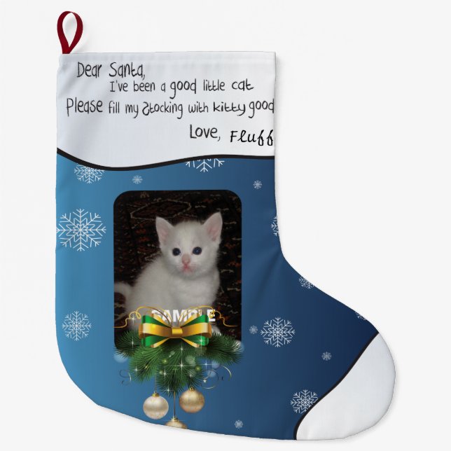 ADD YOUR PHOTO Cat Holiday Stocking Dear Santa (Front)