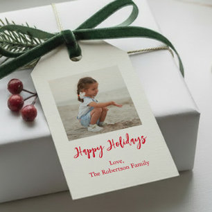 Add Your Photo Christmas or Holiday Tag, Minimal Gift Tags