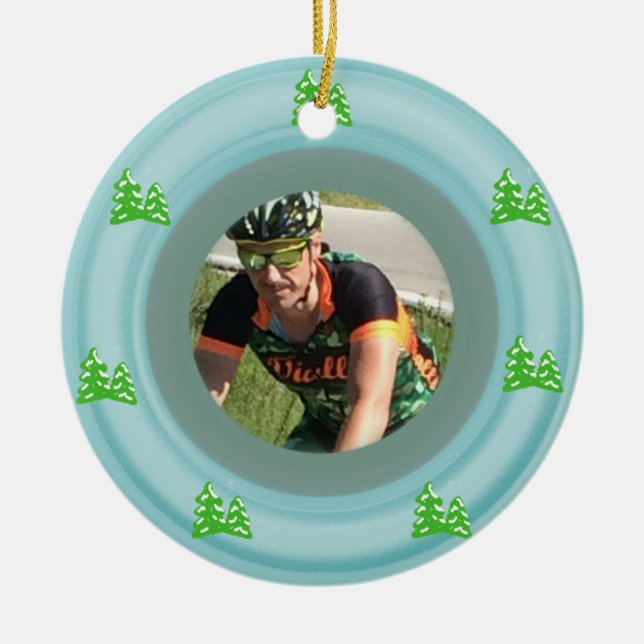 Add Your Photo Christmas Tree Ceramic Ornament (Front)