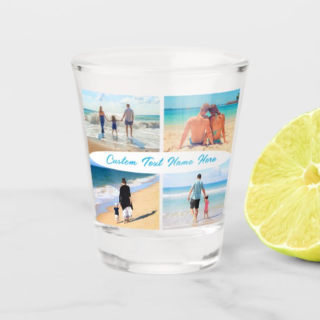 Add Your Photo Collage Shot Glass Gift Custom Text (Front)