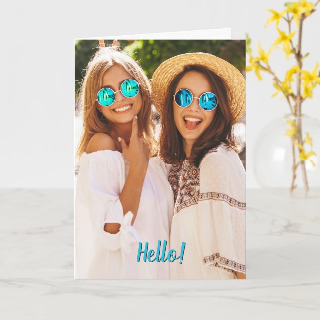 Add Your Photo Custom Greeting Card (Yellow Flower)