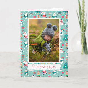 Add Your Photo   Cute Christmas Pattern Card