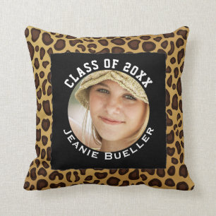 Add Your Photo Graduation Keepsake   Leopard Print Cushion