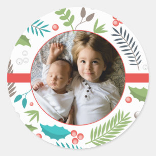 Add Your Photo Merry Christmas Classic Round Sticker