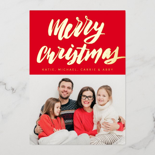  ADD YOUR PHOTO | Merry Christmas Foil Holiday Car (Front)