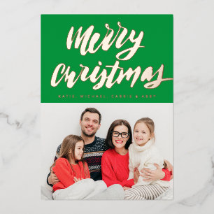 ADD YOUR PHOTO Merry Christmas Foil Holiday Car
