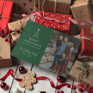 ADD YOUR PHOTO Merry Christmas Geo Tree Invitation