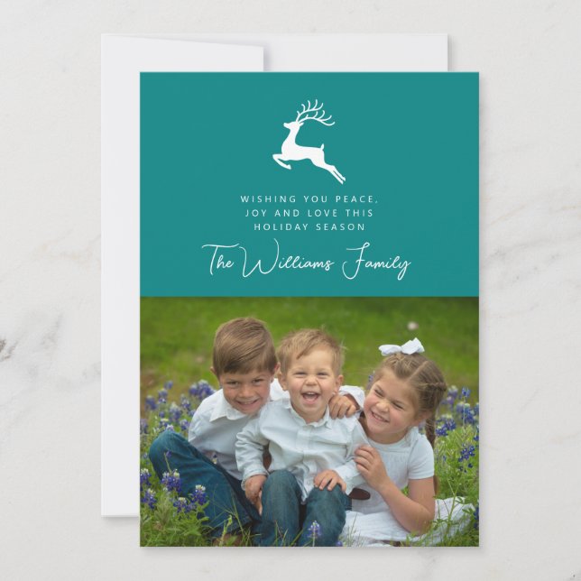ADD YOUR PHOTO | Merry Christmas Holiday Reindeer Invitation (Front)
