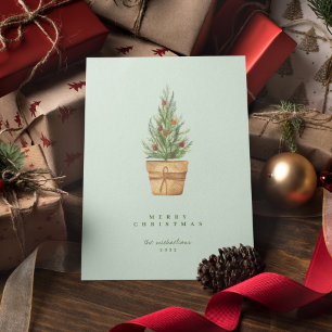 ADD YOUR PHOTO   Merry Christmas Watercolor Tree Invitation