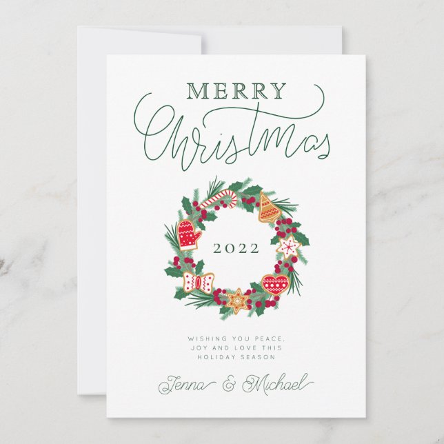ADD YOUR PHOTO | Merry Christmas Wreath Invitation (Front)