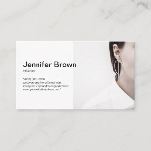 Add your Photo Minimal Simple Influencer White Business Card