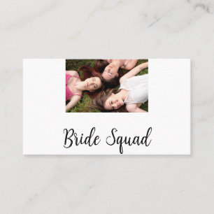 Add your photo name bridesmaid squad bride party business card