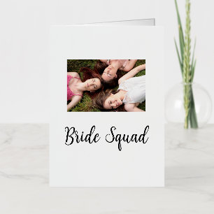 Add your photo name bridesmaid squad bride party foil holiday card