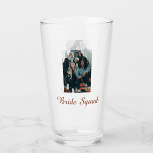 Add your photo name bridesmaid squad bride party glass