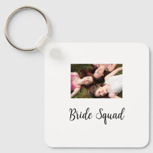 Add your photo name bridesmaid squad bride party key ring