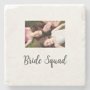 Add your photo name bridesmaid squad bride party stone coaster