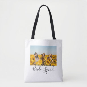 Add your photo name bridesmaid squad bride party tote bag