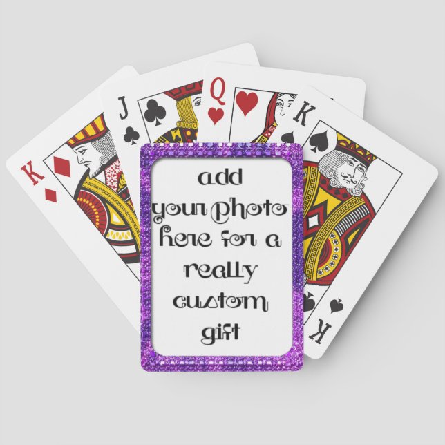 Add Your Photo Purple Frame Bicycle® Play Playing Cards (Back)