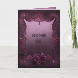 Add your photo romantic purple Gothic frame Card