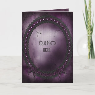 Add your photo romantic purple Gothic frame Card