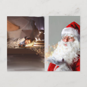 Add your photo Santa visit christmas eve Announce Announcement Postcard