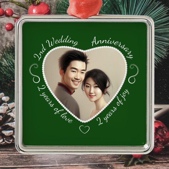 Add Your Photo Second Anniversary Metal Tree Decoration (Creator Uploaded)