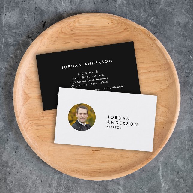 Add Your Photo Simple Minimalist Editable Colour Business Card (Creator Uploaded)