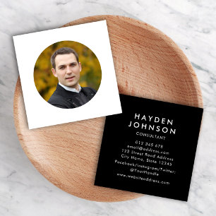 Add Your Photo Simple Minimalist Editable Colour Square Business Card