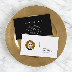 Add Your Photo Simple Separator Editable Colour Business Card