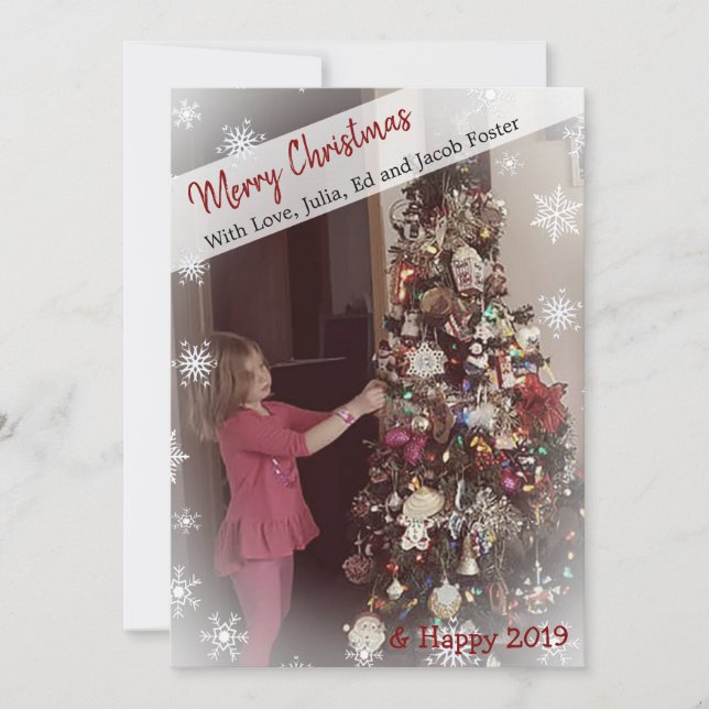 Add Your Photo Snowflake Black and White Christmas Invitation (Front)