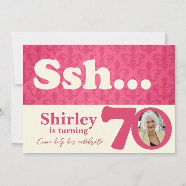 Add your photo ssh surprise 70th birthday invite (Front)