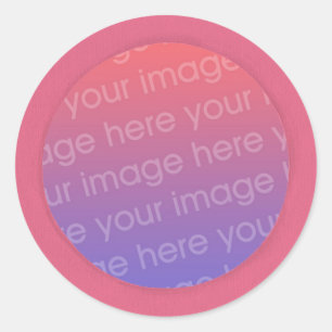 Add your photo stickers, in a pink circle frame classic round sticker