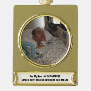 Add Your Photo & Text Gold Plated Banner Ornament