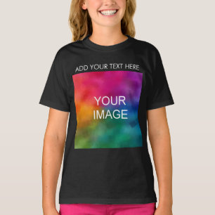 Add Your Photo Text Image Template Kids Girls T-Shirt