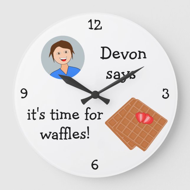Add Your Photo: 'Time for Waffles' Large Clock (Front)