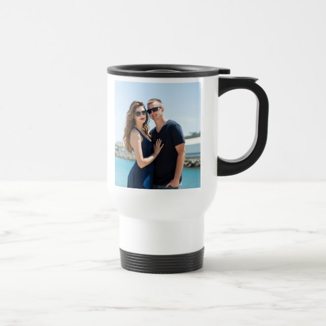 ADD YOUR PHOTO TO COFFEE TRAVEL MUG, PERSONALIZED TRAVEL MUG (Right)
