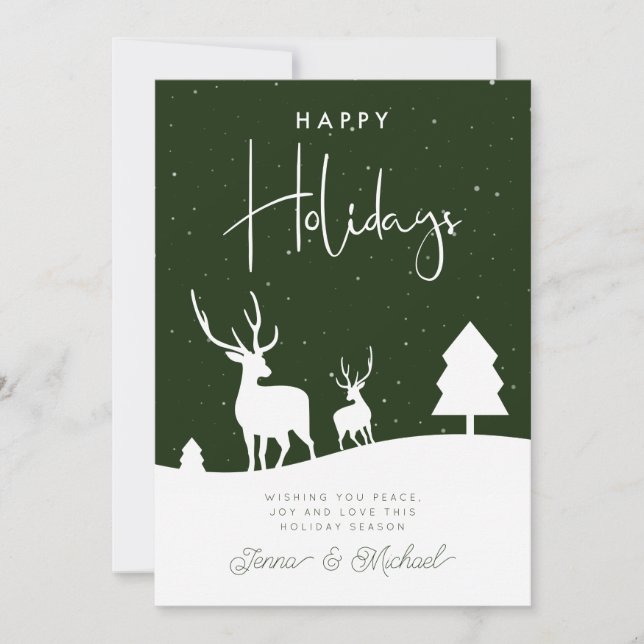 ADD YOUR PHOTO | Winter Deer Snowflakes Invitation (Front)