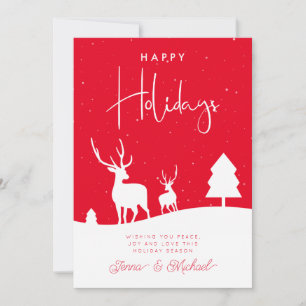 ADD YOUR PHOTO Winter Deer Snowflakes Invitation