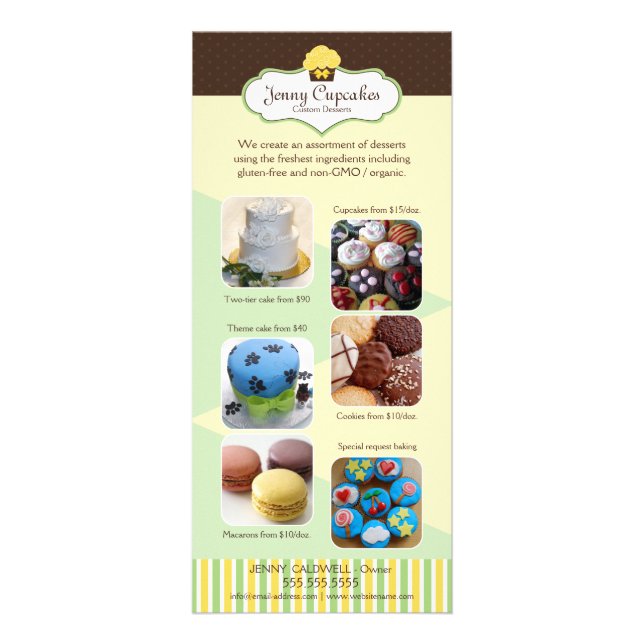 Add Your Photos Custom Bakery Rack Card (Front)