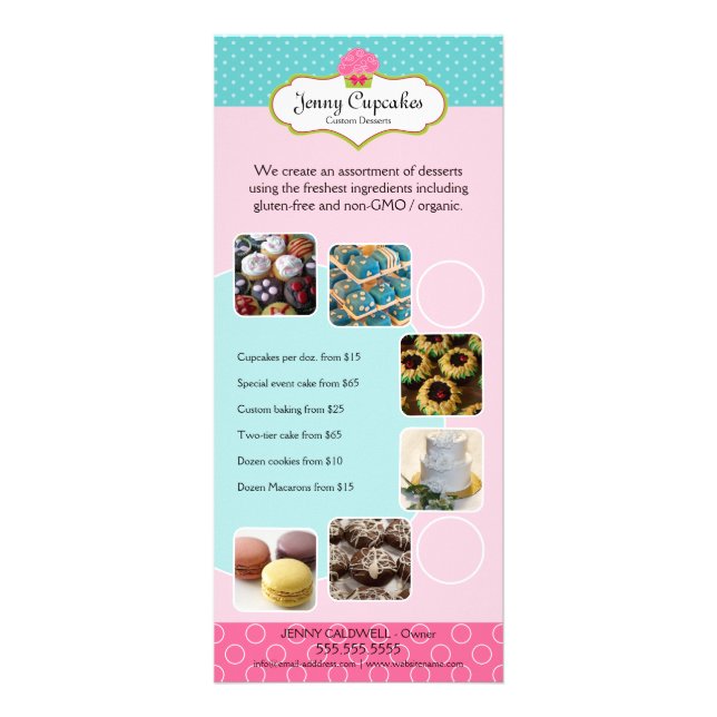 Add Your Photos Custom Bakery Rack Card (Front)