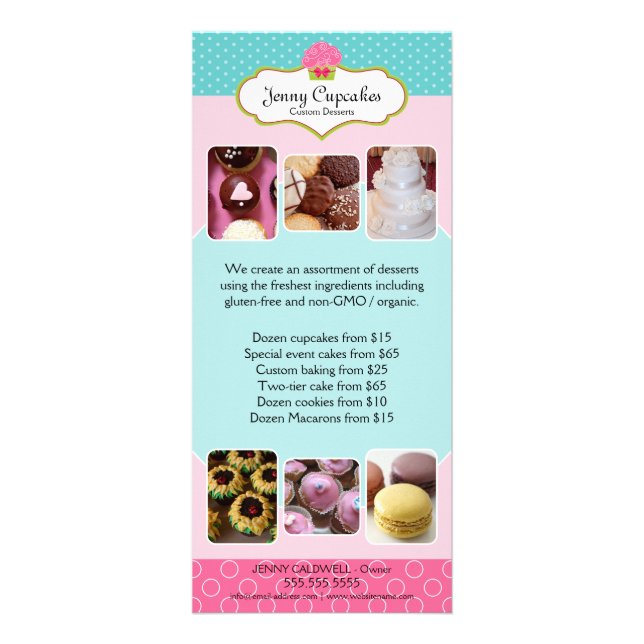 Add Your Photos Custom Bakery Rack Card (Front)