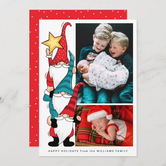 ADD YOUR PHOTOS Gnomes Decorating Tree (Front/Back)