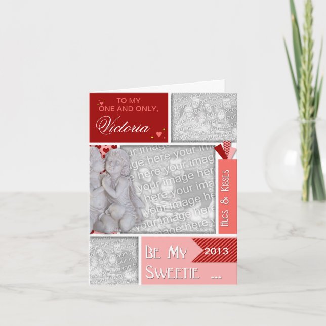 ADD YOUR PHOTOS Sweetest Day Kissing Cherubs Card (Front)