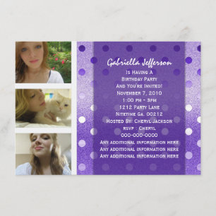 Add Your Picture: Purple Sparkle Party Invitation
