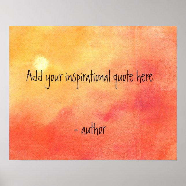 Add Your Quote Colorful Watercolor Sunset Poster (Front)