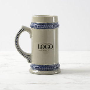 Add Your Rectangle Business Logo Simple Minimalist Beer Stein