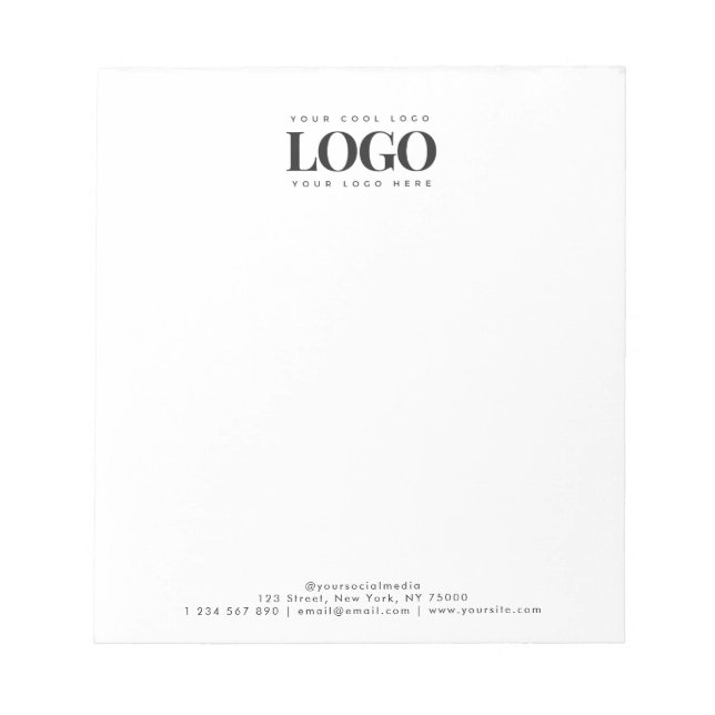 Add Your Rectangle Business Logo & Text Minimalist Notepad (Front)