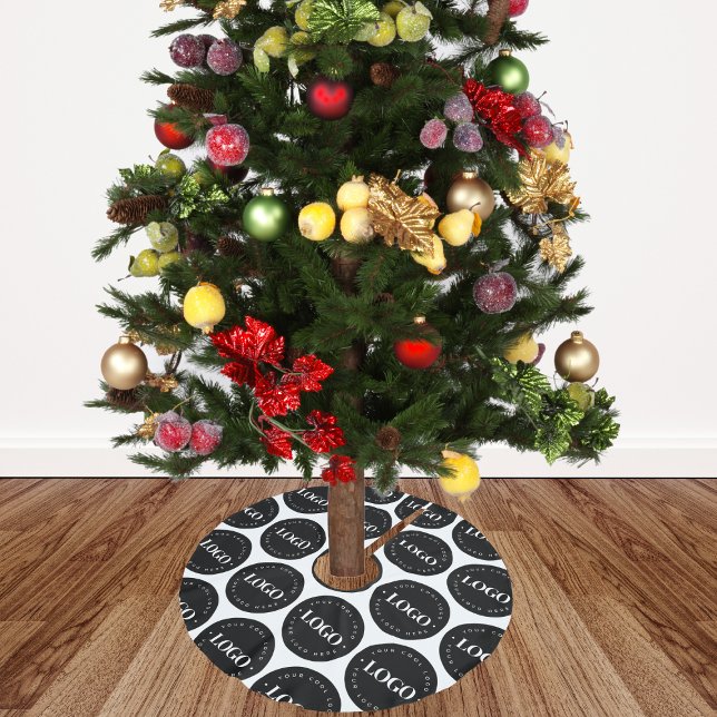 Add Your Round Circle Business Custom Logo Pattern Brushed Polyester Tree Skirt (Creator Uploaded)